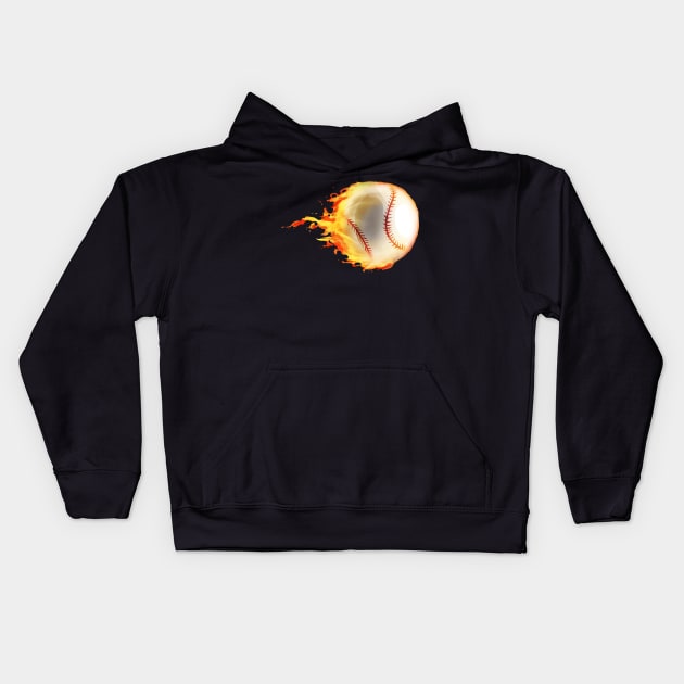 Burning Baseball Kids Hoodie by SinBle